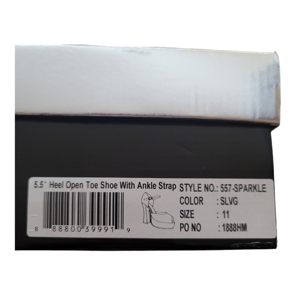 Ellie Heels Women's Size 11 Silver Open Toe With Buckle Ankle Straps 5.5" Shoe - Picture 4 of 13